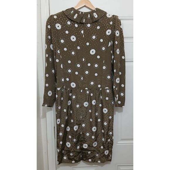 Vintage louis feraud womens Size 8 dress fuff shoulder midi  green Victorian - Picture 5 of 8